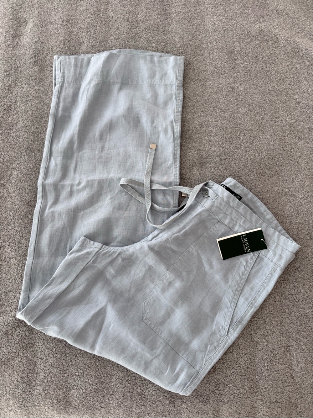 Ralph Lauren- Wide Leg 100% linen Pants in Light blue